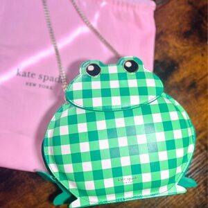 Kate Spade Green Checkered Frog Bag